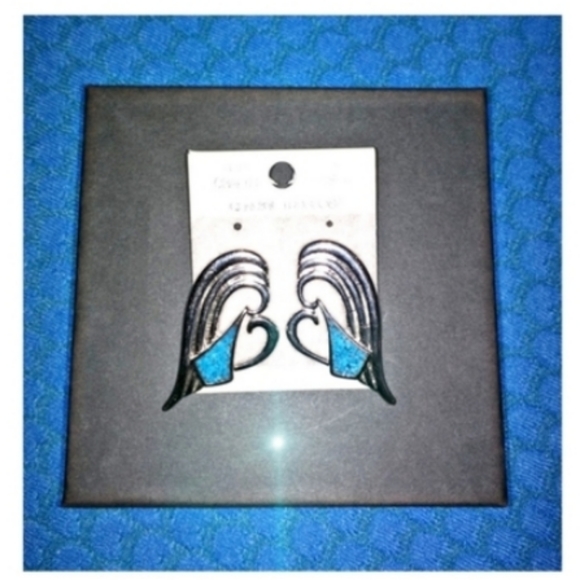 VINTAGE GENUINE Turquoise Earrings NEW OLD STOCK - Picture 1 of 8